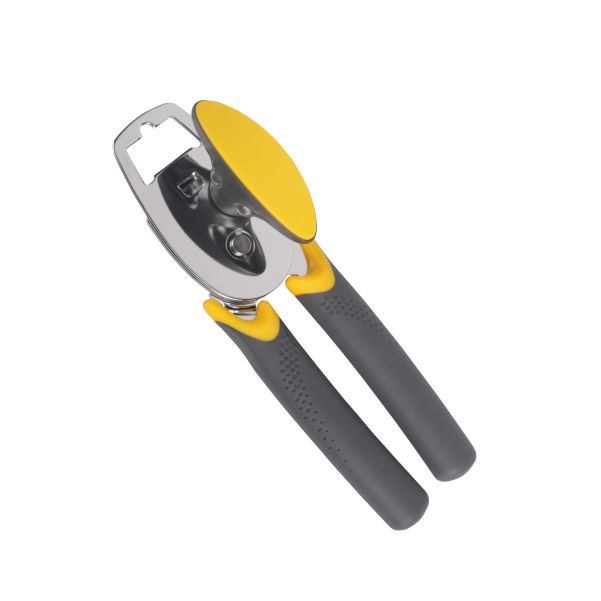 Can Opener Bottle Opener Multi-Function ChicAid Stainless Steel Manual Tin Opener with Smooth Edge Black Non-Slip Handle 