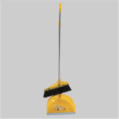 Dust Pan and Broom Combo,Floor Broom with Standing Dustpan with Long ...